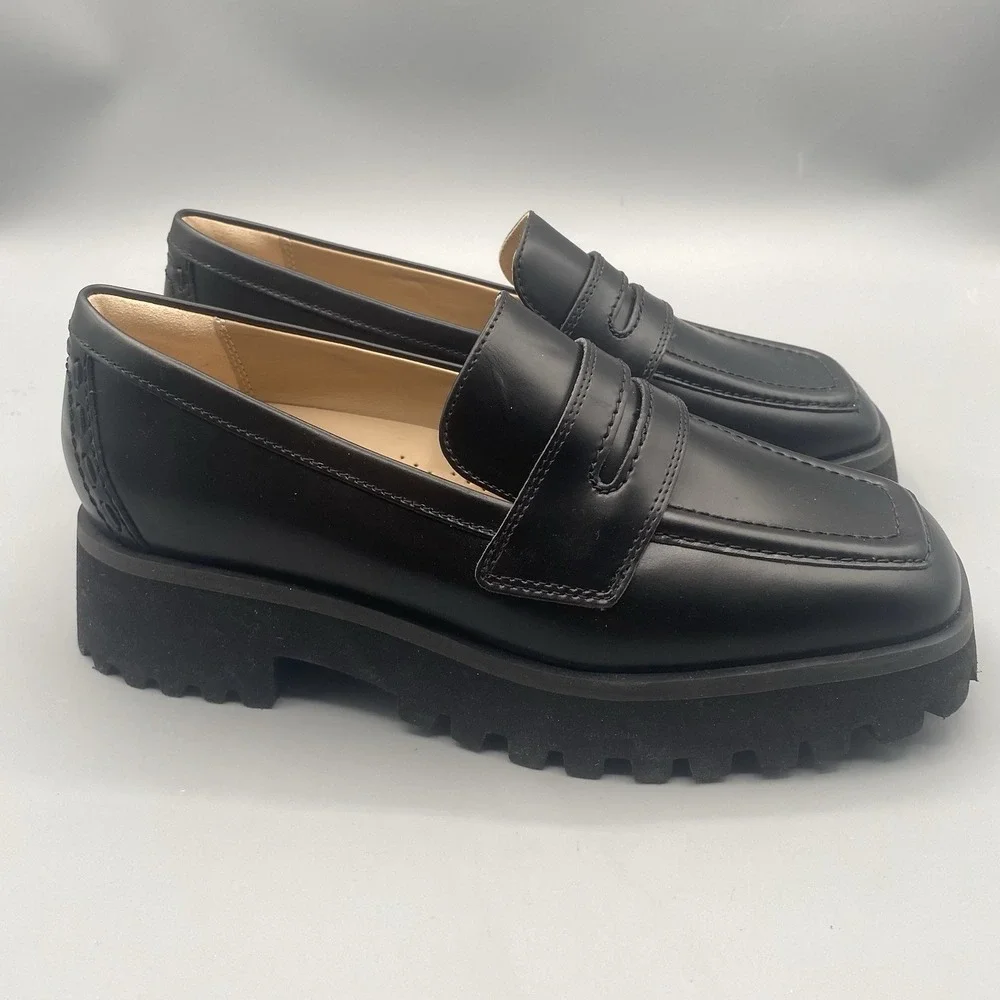 Clark's Signature STAYSO EDGE‎ Black Loafer Slip On Shoes Size 6.5 Chunky Lug